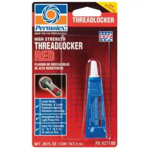 Permatex High Strength Threadlocker Red 6 ml tube fits Fluids/Chemicals/Oil/Additives Silicone Sealant & Threadlock