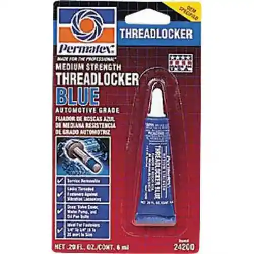 Permatex Medium Strength Threadlocker Blue 6 ml tube fits Fluids/Chemicals/Oil/Additives Silicone Sealant & Threadlock