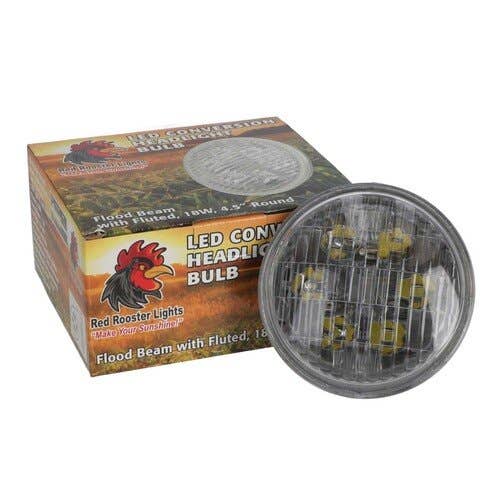 Red Rooster® LED Conversion Headlight Bulb - Flood Beam with Fluted Lens 18W 4.5 Red Rooster® LED Conversion Headlight Bulb - Flood Beam with Fluted Lens 18W 4.5