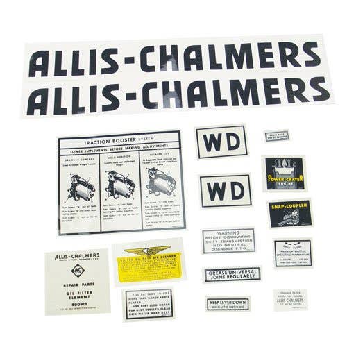 WD Decal Set Black Mylar fits Allis Chalmers WD 