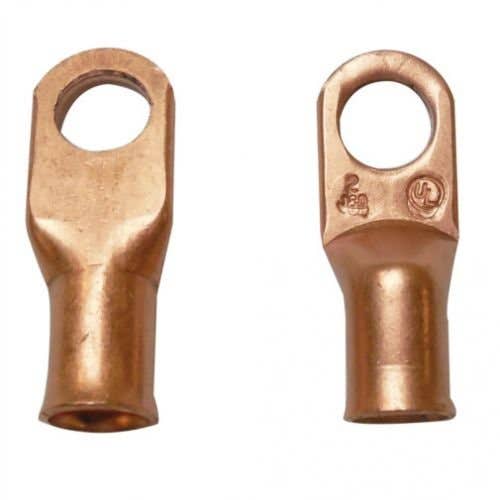 154966 | Battery Cable Lugs | Copper | 2 Gauge | 3/8" Stud Hole |