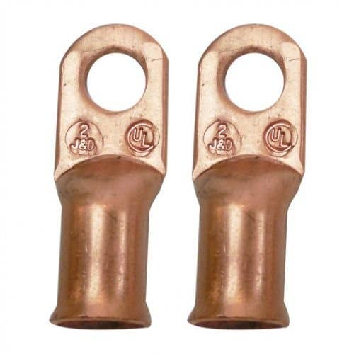 154968 | Battery Cable Lugs | Copper | 2 Gauge | 5/16" Stud Hole |