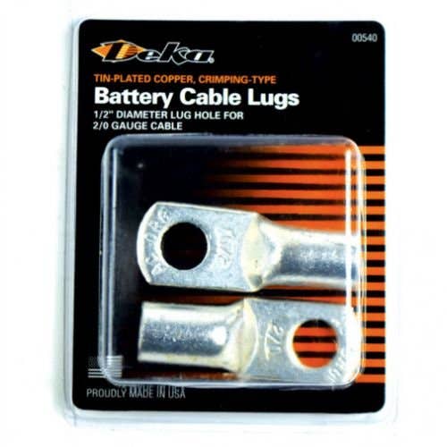 154954 | Battery Cable Lugs Tin Plated Copper 2/0 Gauge 1/2" Stud Hole |