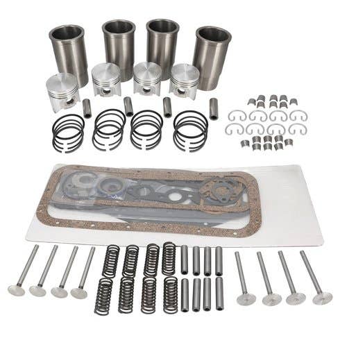 187185 | Engine Rebuild Kit with Valve Train - Less Bearings | Flat Head Pistons | International | Farmall | IH A B BN C113 Super A Super AV |