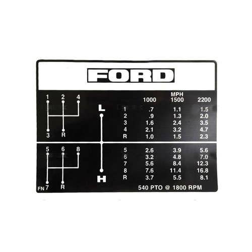 102051 | Ford Decal Set | Shift Pattern | 8 Speed with Independent PTO | Vinyl | Ford 4000 4100 |  | C5NN7B292FN