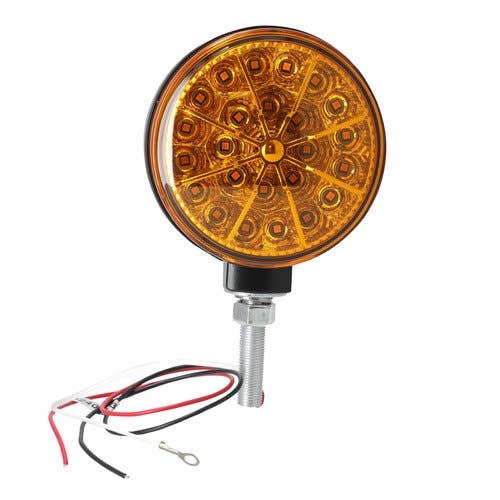 LED Safety Warning Light - 12V 3 Wire Double Sided Amber Round