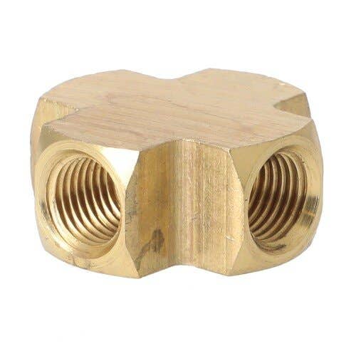 157283 | Milton Air Tool Fitting - Brass Cross | Female | 1/4" FNPT |