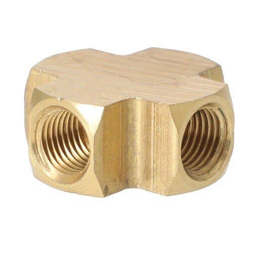 157283 | Milton Air Tool Fitting - Brass Cross | Female | 1/4" FNPT |