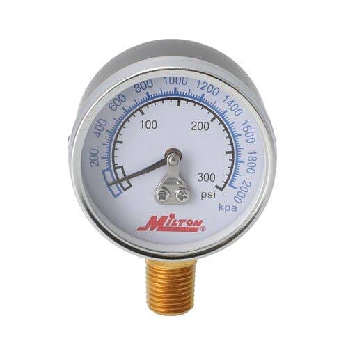157298 | Milton Air Tool Inflator Gauge - High Pressure | Bottom Mount | 1/4" NPT | 0-300 PSI |