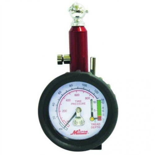 157354 | Milton Air Tool Tire Gauge - Single Head Dial | w/ Tire Tread Depth Gauge 0-120 PSI |