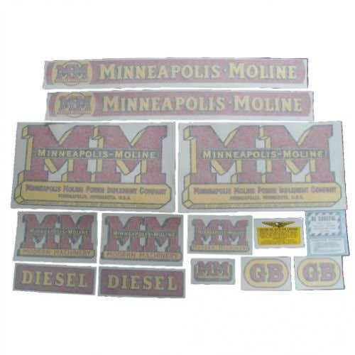 102733 | Minneapolis Moline Decal Set |  GB Diesel Wide Fenders | Vinyl | Minneapolis Moline GB |