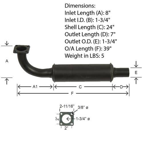 120202 | Muffler - Vertical Design | Black | Kubota B1550 B1750 B5200 B6200 B7200 |  | 15751-12010