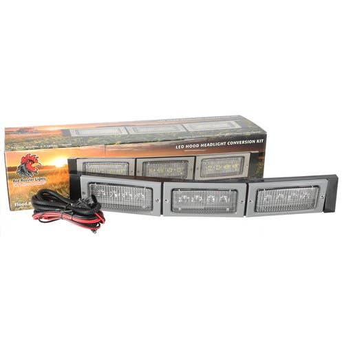 160630 | Red Rooster® LED Hood Headlight Conversion Kit - Flood Beam 3 Lights - 60W | John Deere 4050 4055 4250 4255 4450 4455 |  | RE306510 | R98632 | RE12430 | R98630 | RE577572 | R616288 | RE37450