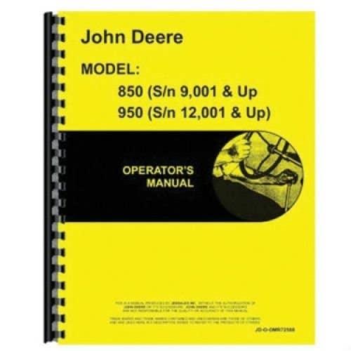 125052 | Operator's Manual | John Deere 850 850 950 950 |  | OMR72588