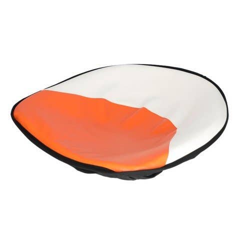101364 | Pan Seat | 21" Deluxe Cushion | Vinyl | White and Orange | Allis Chalmers B C CA D10 D12 D14 D15 D17 D19 D21 G WC WD WD45 |