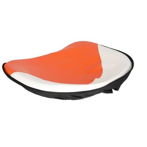 101364 | Pan Seat | 21" Deluxe Cushion | Vinyl | White and Orange | Allis Chalmers B C CA D10 D12 D14 D15 D17 D19 D21 G WC WD WD45 |
