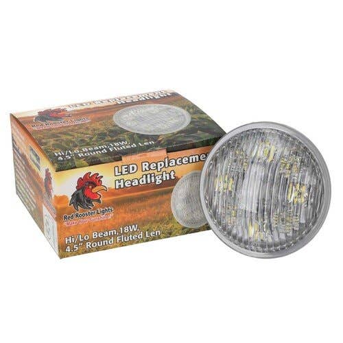 160629 | Red Rooster® LED Replacement Headlight - 18W | 4.5" Round | Fluted Lens | Hi/Lo Beam | International | Farmall | IH Hydro 70 Hydro 86 Hydro 186 686 786 886 986 1086 1400 1420 1440 1460 1470 1480 1486 1586 3088 |  | 131203C1 | RE336112 | RE285628