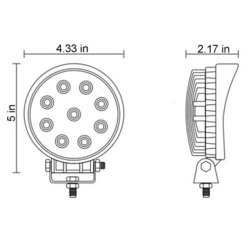 127075 | Red Rooster® LED Work Light - 27W | 4.33" Round | Flood Beam |