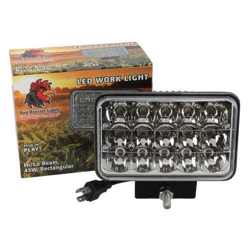 154215 | Red Rooster® LED Work Light - 45W | Rectangular | Hi/Lo Beam | Deutz Allis 9130 9150 9170 9190 | International | Farmall | IH 3388 3588 3788 5088 5488 6388 6588 6788 7288 7488 | White 120 125 140 145 170 195 |  | 72161118 | 146512C91 | 72162190