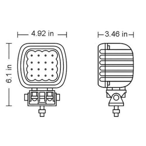 127031 | Red Rooster® LED Work Light - 48W | 4.92" Square | Flood Beam |