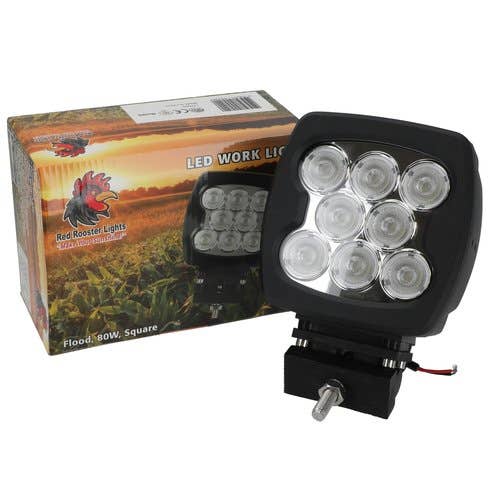 127069 | Red Rooster® LED Work Light - 80W | Square | Flood Beam |