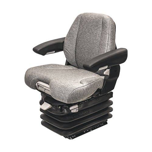 Seat Assembly - Air Suspension Grammer Style Fabric Gray fits John Deere fits New Holland fits Case fits Massey Ferguson fits Kubota fits Case IH 