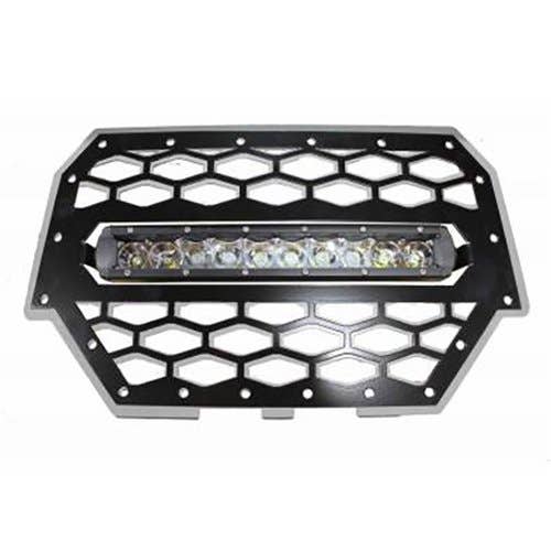 169577 | Grille with Single Row 10" Light Bar Kit - Flood/Spot Combo | Silver | Polaris RZR 900 |