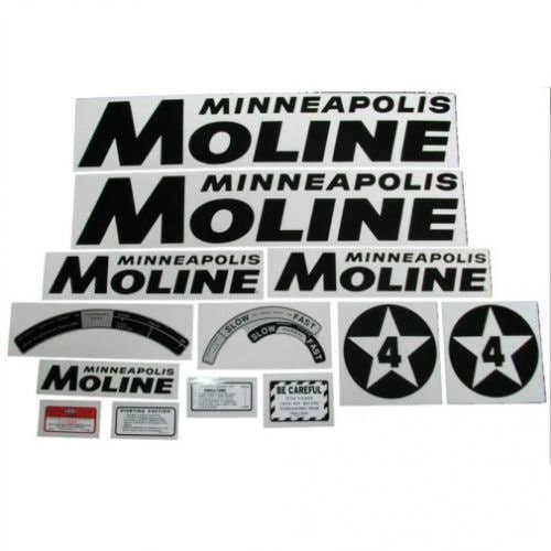 102792 | Tractor Decal Set | Minneapolis Moline 4 Star | Black | Mylar | Minneapolis Moline 4 Star |