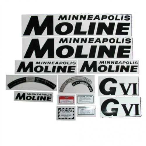 Tractor Decal Set G-VI Black Mylar fits Minneapolis Moline GVI Tractor Decal Set G-VI Black Mylar fits Minneapolis Moline GVI