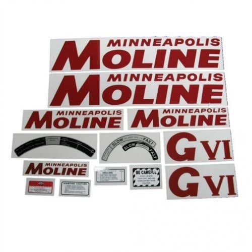 102795 | Tractor Decal Set | Minneapolis Moline G-VI | Red | Mylar | Minneapolis Moline GVI |