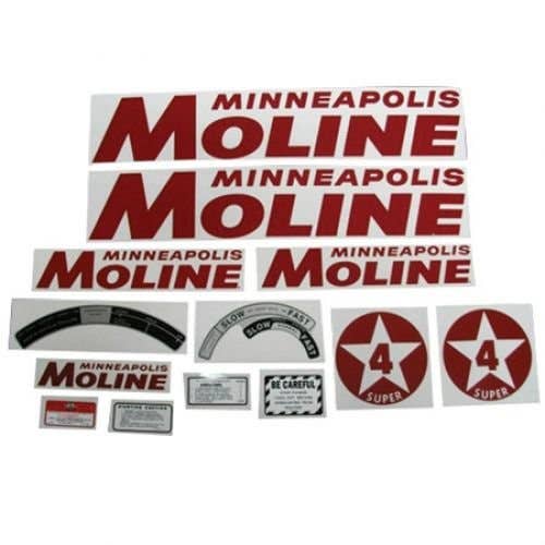 102793 | Tractor Decal Set | Minneapolis Moline Super 4 Star | Red | Mylar | Minneapolis Moline Super 4 Star |