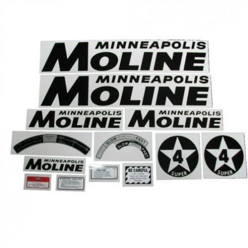 102794 | Tractor Decal Set | Minneapolis Moline Super 4 Star | Black | Mylar | Minneapolis Moline Super 4 Star |