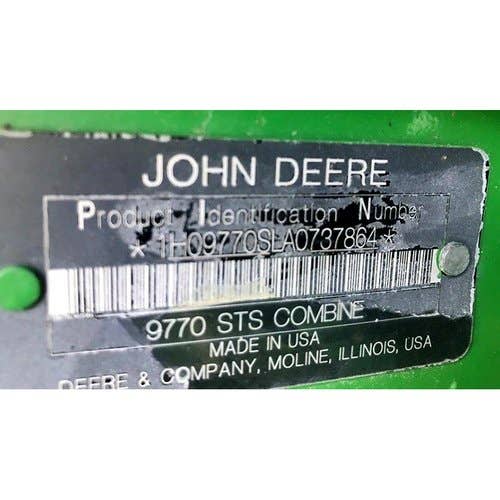 2010 Used John Deere 9770 Combine parts.