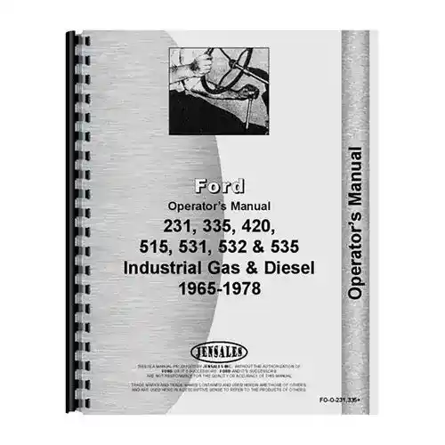 Operator's Manual fits Ford 231 335 420 515 531 532 535 335 420 515 531 535 532