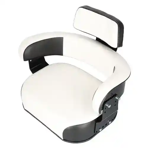 Seat Assembly with Bracket Vinyl Black/White Pleated Cushion fits International 656 706 756 766 806 826 856 966 1066 1466 1468 1566 380680R94