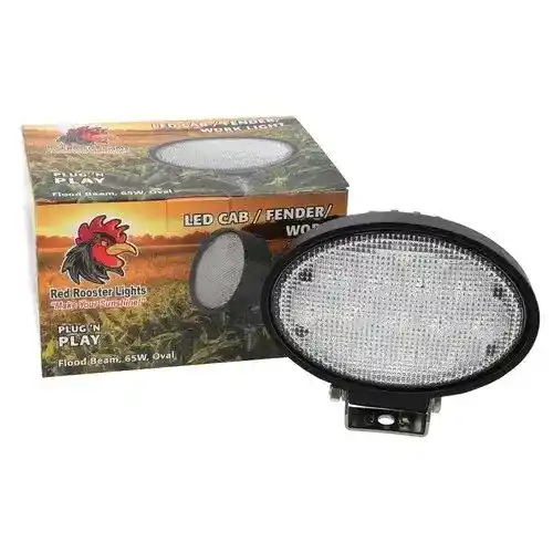 Red Rooster® LED Cab / Fender / Work Light - Flood 65W Oval fits John Deere 8120 8220 8245R 8270R 8295R 8320 8430 AH212523 RE181281 fits Versatile