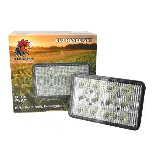 Red Rooster® LED Headlight - 60W Rectangular Hi/Lo fits John Deere 5200 5210 5220 5300 5310 5320 5400 5403 5410 5415 5420 5500 5510 5520 7405 RE195219