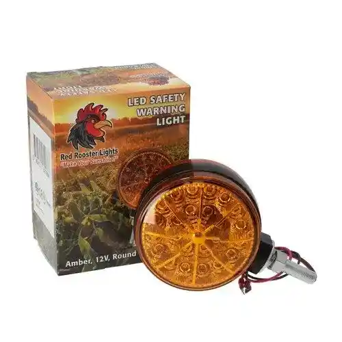 Red Rooster® LED Safety Warning Light - 12V 2 Wire Double Sided Amber Round